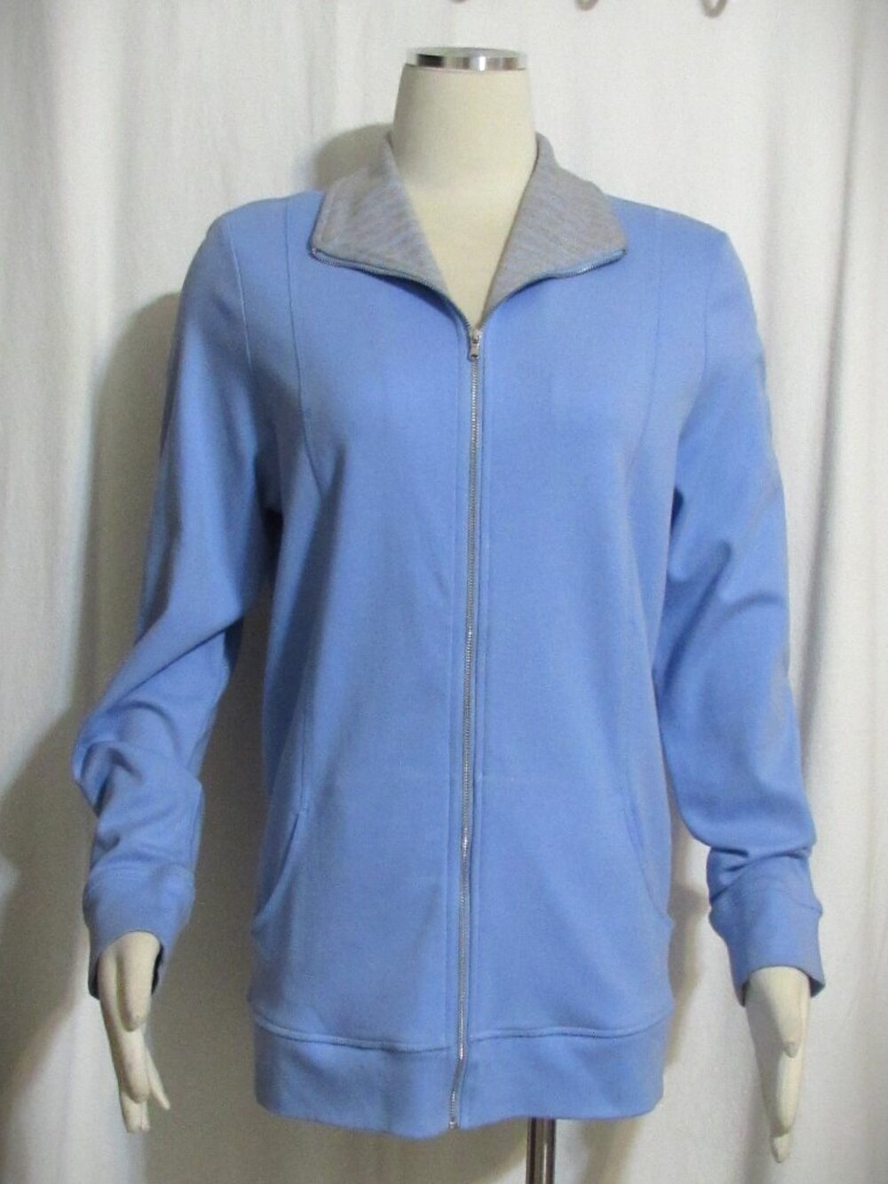 NEW Women's Ladies KIM ROGERS Soft Blue Cotton Casual Active Jacket M Orig $49